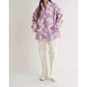 NEW KLESIS daisy fleece sherpa half zip in purple